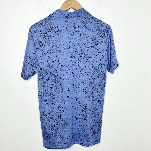 Adidas Jacquard Golf Polo Shirt Blue Mens M Splattered Performance Active - Picture 6 of 6